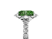 Radiant Cut Floral Petal Engagement Ring Setting for a Fancy Green Lab-Grown Diamond | Petal Accents | Platinum