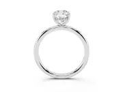 Cushion Cut Hidden Halo Engagement Ring Setting | Thin Plain Band | Sterling Silver