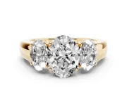 Oval Three Stone Engagement Ring Setting | Touching Side Stones | Yellow Gold
