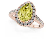 Pear-Shaped Raised Halo Engagement Ring Setting for a Fancy Yellow Lab-Grown Diamond | Rose Gold