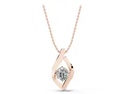 Round Lab-Grown Diamond Open Leaf Pendant Necklace | Prong Set | Rose Gold