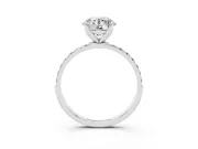 Round Pave Solitaire Engagement Ring Setting | Fine Line Pave Band | Sterling Silver