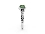 Cushion Cut Halo Engagement Ring Setting for a Fancy Green Lab-Grown Diamond | Shared Prong Shoulders | Sterling Silver