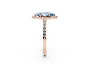 Marquise Halo Engagement Ring Setting for a Fancy Blue Lab-Grown Diamond | Pave Shoulders | Rose Gold
