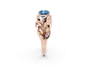 Cushion Cut Leaf Bypass Engagement Ring Setting for a Fancy Blue Lab-Grown Diamond | Rose Gold