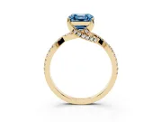 Asscher Cut Twisted Pave Engagement Ring Setting for a Fancy Blue Lab-Grown Diamond | Split Shank | Yellow Gold