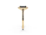 Emerald Cut Halo Engagement Ring Setting for a Black Center | Tapered Band | Yellow Gold