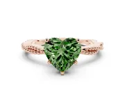 Fancy Green Heart Cut Diamond Solitaire Ring Set in Rose gold with Twisted Band and Bead Prong Setting