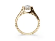 Pear-Shaped Vintage Cathedral Engagement Ring Setting | Carved Band | Yellow Gold