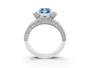 Cushion Cut Vintage Pave Engagement Ring Setting for a Fancy Blue Lab-Grown Diamond | Milgrain Edges | White Gold