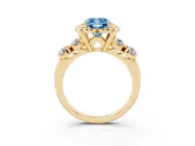 Cushion Cut Floral Engagement Ring Setting for a Fancy Blue Lab-Grown Diamond | Petal Frame | Yellow Gold