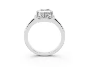 Asscher Cut Scalloped Petal Halo Engagement Ring Setting | Plain Band | Platinum