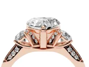 Heart-Shaped Hidden Halo Three Stone Engagement Ring Setting | Pave Gallery | Rose Gold