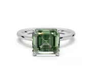 Asscher Cut Hidden Halo Ring Setting for a Fancy Green Lab-Grown Diamond | Sterling Silver