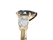 Pear-Shaped Three-Stone Engagement Ring Setting for a Black Center | Pear Side Stones | Yellow Gold