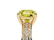 Princess Cut Three Row Pave Engagement Ring Setting for a Fancy Yellow Lab-Grown Diamond | Double Claws | Yellow Gold