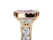 Asscher Cut Halo Engagement Ring Setting for a Fancy Pink Lab-Grown Diamond | Graduated Channel Band | Yellow Gold