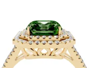 Asscher Cut Halo Engagement Ring Setting for a Fancy Green Lab-Grown Diamond | Yellow Gold - Design NV-24799