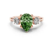Pear-Shaped Hidden Halo Three Stone Engagement Ring Setting for a Fancy Green Lab-Grown Diamond | Rose Gold