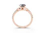 Oval Leaf Pavé Engagement Ring Setting for a Black Center | Leaf Motif Shoulders | Rose Gold
