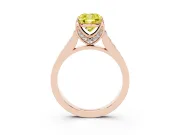 Fancy Yellow Cushion Cut Diamond Solitaire Pavé Engagement Ring Set in Rose gold with Prong Setting
