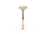 Princess Cut Raised Halo Engagement Ring Setting | Pave Band | Yellow Gold