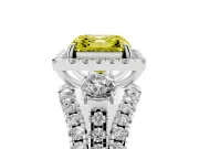 Asscher Cut Halo Engagement Ring Setting for a Fancy Yellow Lab-Grown Diamond | White Gold - Design NV-24766