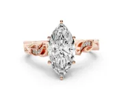 Marquise Vintage Vine Solitaire Engagement Ring Setting | Milgrain Leaves | Rose Gold