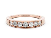 Round Diamond Comfort Fit Band Set in Rose gold with Channel-Set Row