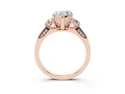 Heart-Shaped Hidden Halo Three Stone Engagement Ring Setting | Pave Gallery | Rose Gold