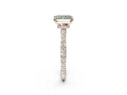 Radiant Cut Hidden Halo Engagement Ring Setting for a Fancy Green Lab-Grown Diamond | Pavé Band | Rose Gold