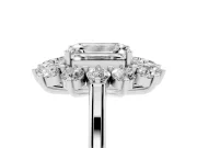 Emerald Cut Floral Double Halo Engagement Ring Setting | Plain Band | Platinum