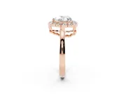 Heart-Shaped Scalloped Cluster Halo Engagement Ring Setting | Plain Band | Rose Gold