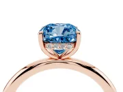 Cushion Cut Hidden Halo Ring Setting for a Fancy Blue Lab-Grown Diamond | Rose Gold