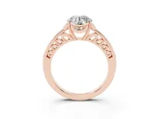 Round Floral Pavé Engagement Ring Setting | Petal Accents | Rose Gold