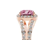 Cushion Cut Split Shank Halo Engagement Ring Setting for a Fancy Pink Lab-Grown Diamond | Rose Gold
