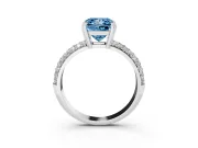 Princess Cut Three Row Pave Engagement Ring Setting for a Fancy Blue Lab-Grown Diamond | White Gold