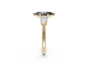 Marquise Three-Stone Engagement Ring Setting for a Black Center | Pear Side Stones | Yellow Gold