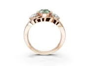 Oval Three Stone Split Shank Engagement Ring Setting for a Fancy Green Lab-Grown Diamond | Matching Sides | Rose Gold