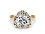 Heart-Shaped Halo Engagement Ring Setting | Square Profile Band | Yellow Gold