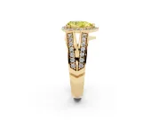 Pear-Shaped Halo Engagement Ring Setting for a Fancy Yellow Lab-Grown Diamond | Two-Row Pave Split Shank | Yellow Gold