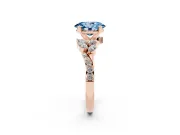 Oval Floral Side Stone Engagement Ring Setting for a Fancy Blue Lab-Grown Diamond | Rose Gold