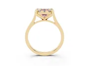 Emerald Cut Claw Corner Halo Engagement Ring Setting for a Fancy Pink Lab-Grown Diamond | Slim Plain Band | Yellow Gold