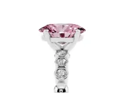 Oval Beaded Solitaire Engagement Ring Setting for a Fancy Pink Lab-Grown Diamond | White Gold