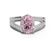 Oval Split Shank Pavé Engagement Ring Setting for a Fancy Pink Lab-Grown Diamond | Platinum