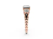 Fancy Black Princess Cut Diamond Three-Stone Ring Set in Rose gold with Braided Band