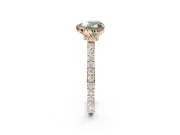 Heart-Shaped Hidden Halo Engagement Ring Setting for a Fancy Green Lab-Grown Diamond | Pavé Band | Rose Gold