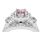Oval Halo Split Shank Engagement Ring Setting for a Fancy Pink Lab-Grown Diamond | Round Side Stones | Platinum