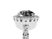 Round Vintage Milgrain Halo Engagement Ring Setting for a Black Center | Pierced Gallery | Platinum
