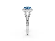 Round Halo Engagement Ring Setting for a Fancy Blue Lab-Grown Diamond | Pave Split Shank | Platinum